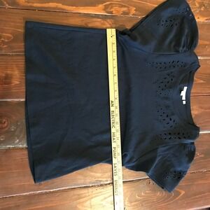 Chicos Black Eyelet Flutter Sleeve Top Size S
